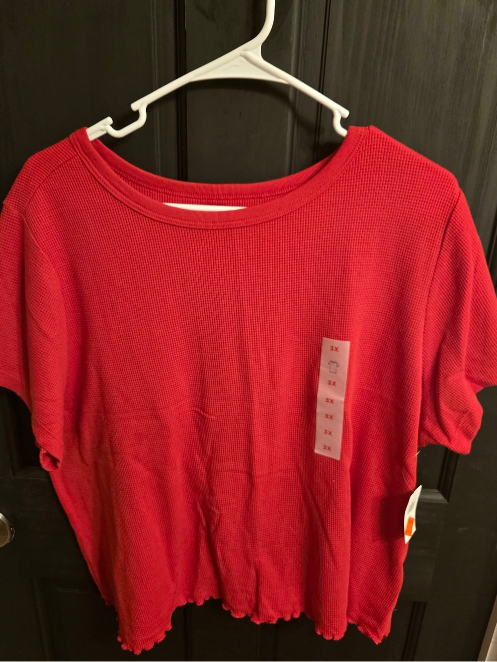 Old Navy Red Short-Sleeve Waffle Knit Top